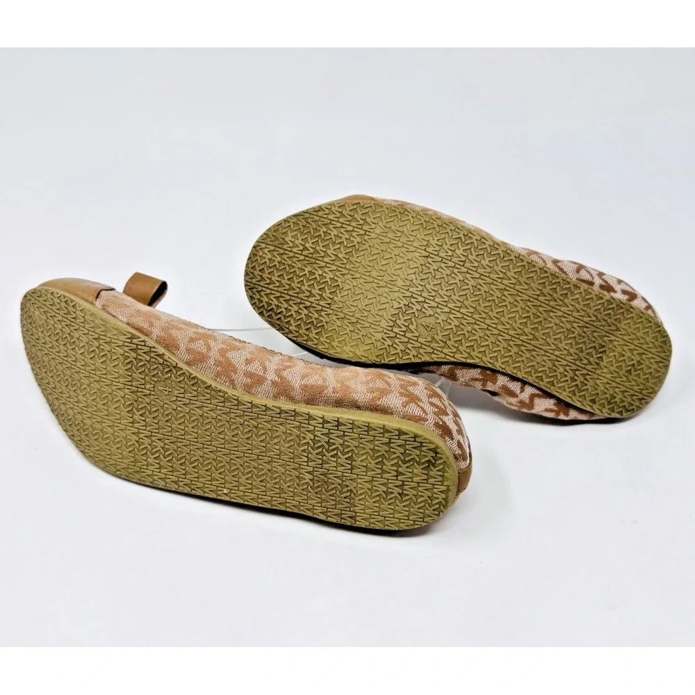 Michael Kors Flats Women's Size 4 Beige Logo Ballet Slip On Bow Shoes
